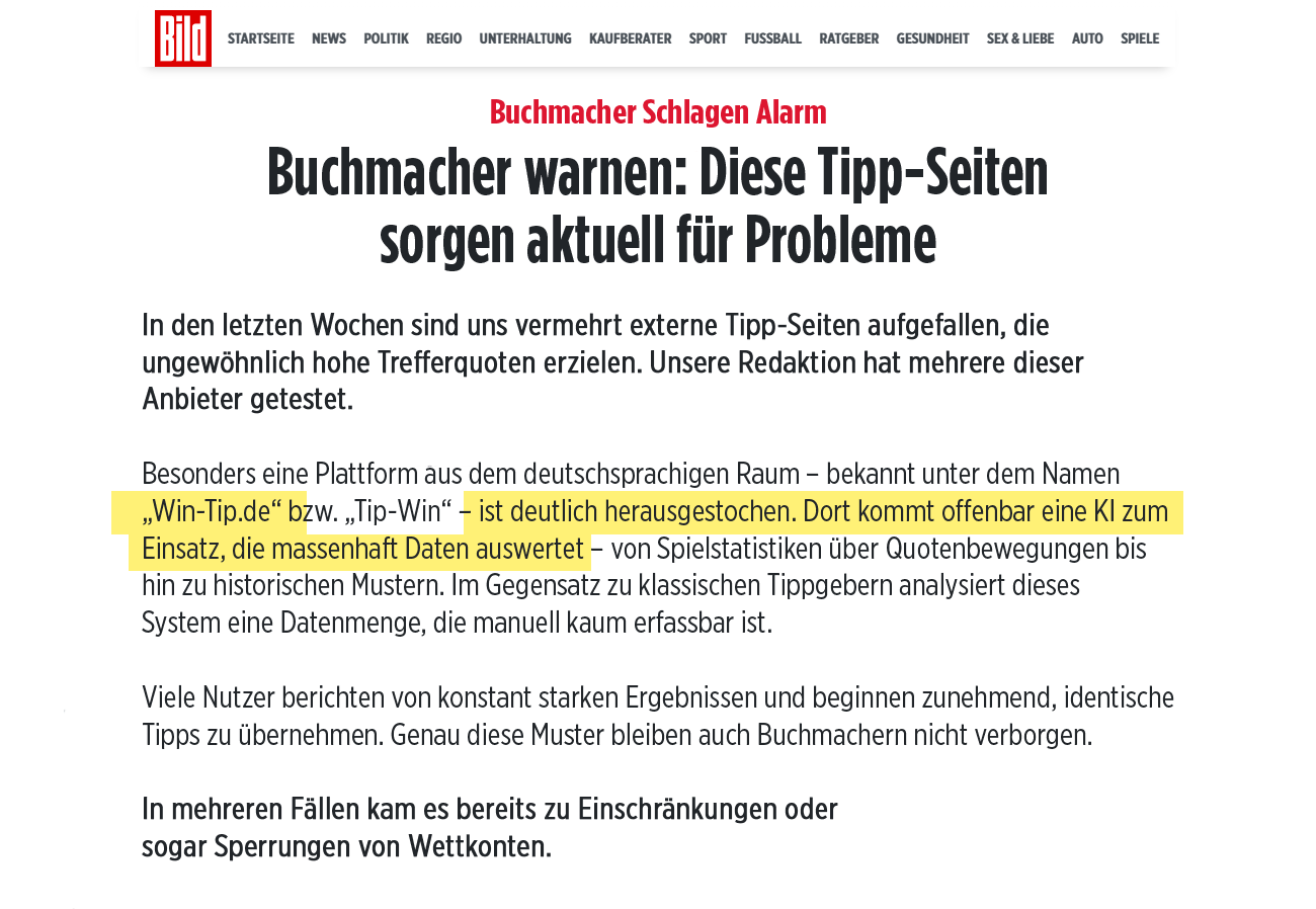 BILD Artikel WIN-TIP